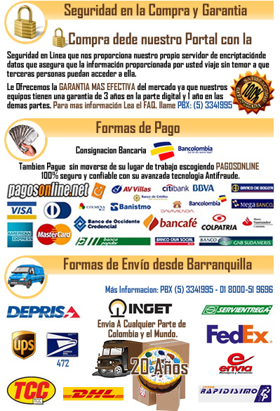 Formas de pago y envio de Inget